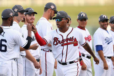 SURPRISE, AZ – NOVEMBER 03: AFL West All-Star, Cristian Pache #27 of the Atlanta Braves is introduced to the Arizona Fall League All Star Game at Surprise Stadium on November 3, 2018 in Surprise, Arizona. (Photo by Christian Petersen/Getty Images)