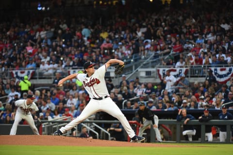 Kyle Wright #65 of the Atlanta Braves. (Photo by Logan Riely/Getty Images)