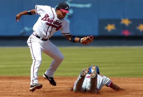 Former Atlanta Braves’ shortstop Rafael Furcal checks in at number five on the list of Braves’ top franchise shortstops. (Photo by STEVE SCHAEFER / AFP via Getty Images)