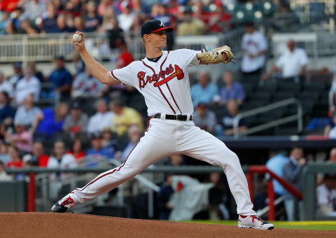 ATLANTA, GEORGIA – MAY 15: Mike  Soroka #40 of the Atlanta Braves pitches in the first inning against the St. Louis Cardinals at SunTrust Park on May 15, 2019 in Atlanta, Georgia. (Photo by Kevin C. Cox/Getty Images)