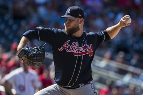 A.J.  Minter #33 of the Atlanta Braves. (Photo by Scott Taetsch/Getty Images)