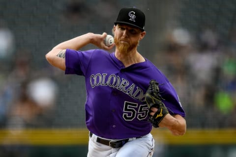 DENVER, CO – JULY 12: Jon  Gray #55 of the Colorado Rockies pitches against the Cincinnati Reds in the first inning of a game at Coors Field on July 12, 2019 in Denver, Colorado. (Photo by Dustin Bradford/Getty Images)