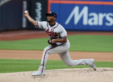 NEW YORK, NEW YORK – JUNE 29: Julio Teheran #49 of the Atlanta Braves pitches against the New York Mets during their game at Citi Field on June 29, 2019 in New York City. (Photo by Al Bello/Getty Images)