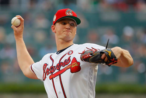 ATLANTA, GEORGIA – JULY 04: Mike  Soroka #40 of the Atlanta Braves pitches in the first inning against the Philadelphia Phillies at SunTrust Park on July 04, 2019 in Atlanta, Georgia. (Photo by Kevin C. Cox/Getty Images)