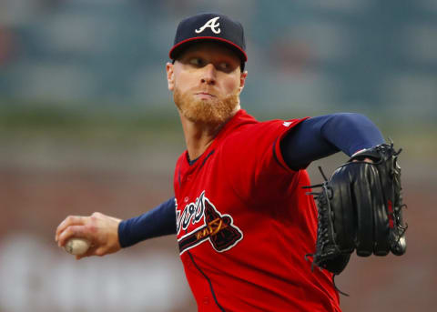 Mike Foltynewicz of Atlanta Braves pitches in the first inning of an MLB game against the San Francisco Giants at SunTrust Park on September 20, 2019. (Photo credit by Todd Kirkland via Getty Images)