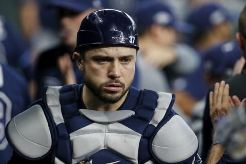 Travis d’Arnaud #37 of the Tampa Bay Rays. (Photo by Tim Warner/Getty Images)