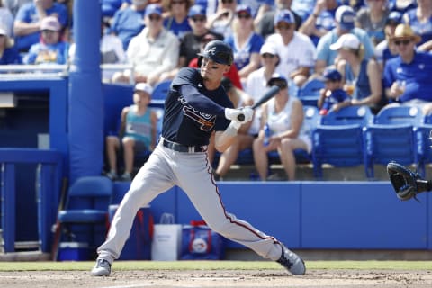 Drew Waters of the Atlanta Braves in a spring training game (Photo by Joe Robbins/Getty Images)