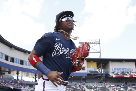 Ronald Acuna Jr. #13 of the Atlanta Braves. (Photo by Michael Reaves/Getty Images)