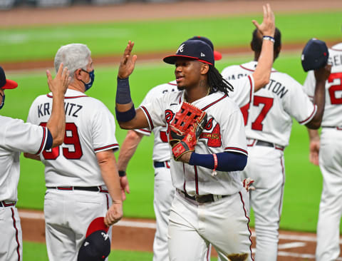 Ronald Acuna, Jr. #13 of the Atlanta Braves. (Photo by Scott Cunningham/Getty Images)