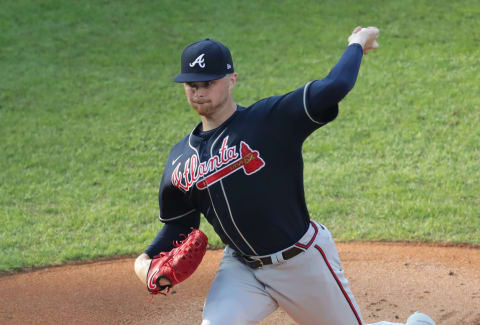 Starting pitcher Sean Newcomb #15 of the Atlanta Braves. (Photo by Hunter Martin/Getty Images)