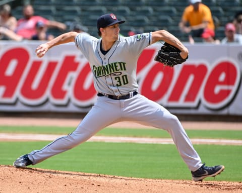 Gwinnett Stripers pitcher, Kyle Wright (30) of the Atlanta Braves. (Photo by Kevin Langley/Pacific Press/LightRocket via Getty Images)