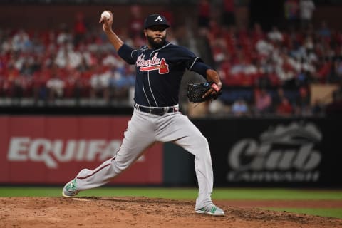 Atlanta Braves relief pitcher Jay Jackson (Photo by Joe Puetz/Getty Images)