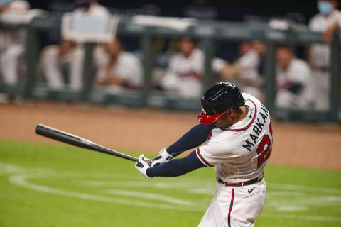 Nick Markakis #22 of the Atlanta Braves. (Photo by Carmen Mandato/Getty Images)