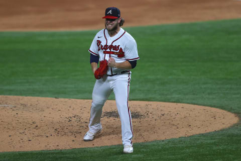 Today, the Atlanta Braves and reliever AJ Minter agreed on a one-year, $1.3M contract for 2021. (Photo by Ronald Martinez/Getty Images)