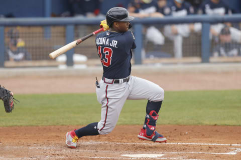 Acuna Jr of the Braves is cementing himself as a top 5 player in the league (Photo by Michael Reaves/Getty Images)