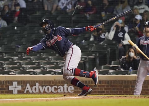 CHICAGO, ILLINOIS – APRIL 18: Guillermo Heredia #38 of the Atlanta Braves. (Photo by Nuccio DiNuzzo/Getty Images)