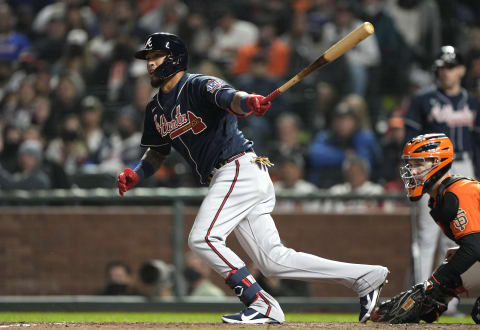 Outfielder Orlando Arcia of the Atlanta Braves (Photo by Thearon W. Henderson/Getty Images)