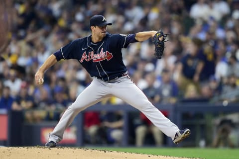 Charlie Morton #50 of the Atlanta Braves. (Photo by Patrick McDermott/Getty Images)