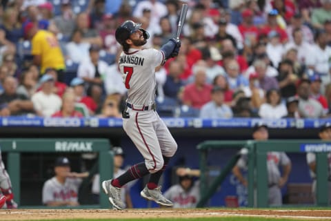 Dansby Swanson #7 of the Atlanta Braves. (Photo by Mitchell Leff/Getty Images)