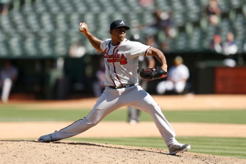 Atlanta Braves relief pitcher Raisel Iglesias (Photo by Lachlan Cunningham/Getty Images)