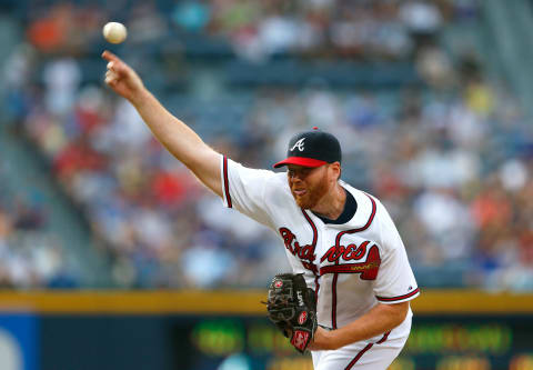 ATLANTA, GA – JULY 02: Tommy  Hanson #48 of the Atlanta Braves pitches to the Chicago Cubs at Turner Field on July 2, 2012 in Atlanta, Georgia. (Photo by Kevin C. Cox/Getty Images)