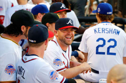 Brian McCann of the Atlanta Braves looks on during the 84th MLB All-Star Game on July 16, 2013 at Citi Field. (Photo by Jim McIsaac/Getty Images)