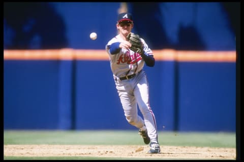 Former Atlanta Braves shortstop Jeff Blauser ranks number four on the list of all-time franchise shortstops. Mandatory Credit: Stephen Dunn /Allsport