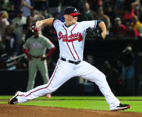 ATLANTA, GA – JULY 18: Craig Kimbrel #46 of the Atlanta Braves throws a ninth inning pitch against the Philadelphia Phillies at Turner Field on July 18, 2014 in Atlanta, Georgia. (Photo by Scott Cunningham/Getty Images)