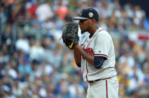 Julio Teheran #49 of the Atlanta Braves at the 2016 All-Star Game (Photo by Sean M. Haffey/Getty Images)