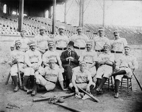 Atlanta Braves forerunners the Boston Beaneaters team portrait in 1889. King Kelly, middle row, third from right was a star on that team . (Photo by Mark Rucker/Transcendental Graphics, Getty Images)