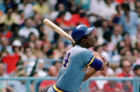 CLEVELAND, OH – 1975: Designated-hitter Hank Aaron #44 of the Milwaukee Brewers (Photo by: SPX/Diamond Images/Getty Images)