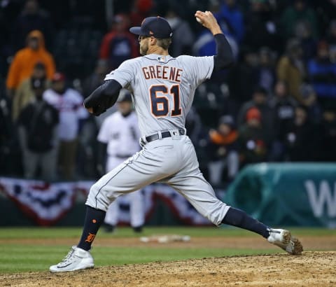 The Atlanta Braves added for Detroit closer Shane Greene on trade deadline day. (Photo by Jonathan Daniel/Getty Images)