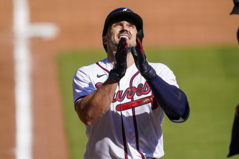 Atlanta Braves pinch hitter Adam Duvall. Mandatory Credit: Dale Zanine-USA TODAY Sports