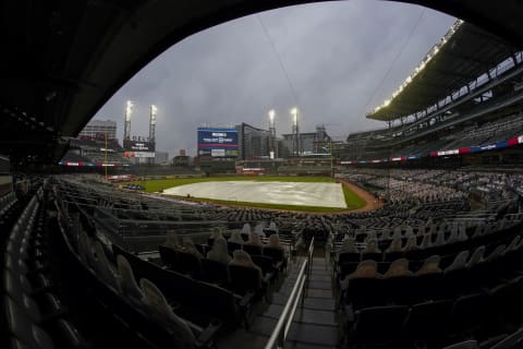 It’s a very humid day for the Atlanta Braves at Truist Park. Mandatory Credit: Dale Zanine-USA TODAY Sports