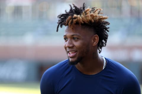 Atlanta Braves outfielder Ronald Acuna Jr. in October 2021 at Truist Park. Mandatory Credit: Brett Davis-USA TODAY Sports