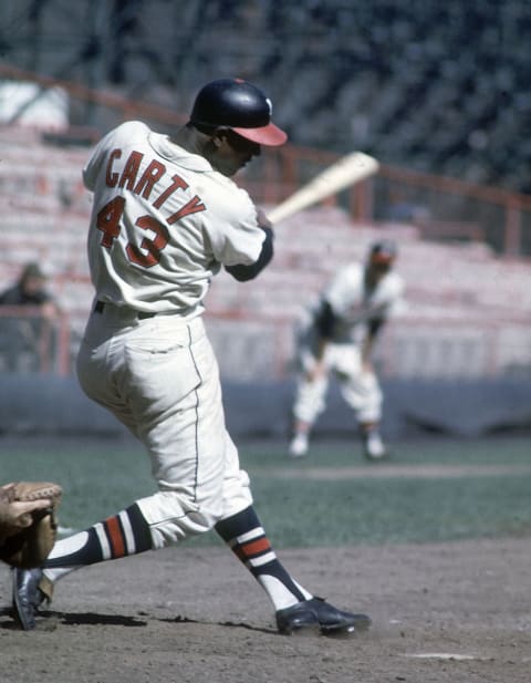 Atlanta Braves left fielder Rico Carty returned to the team in 1969 after missing the 1968 season with Tuberculosis. Mandatory Credit: Malcolm Emmons-USA TODAY Network.