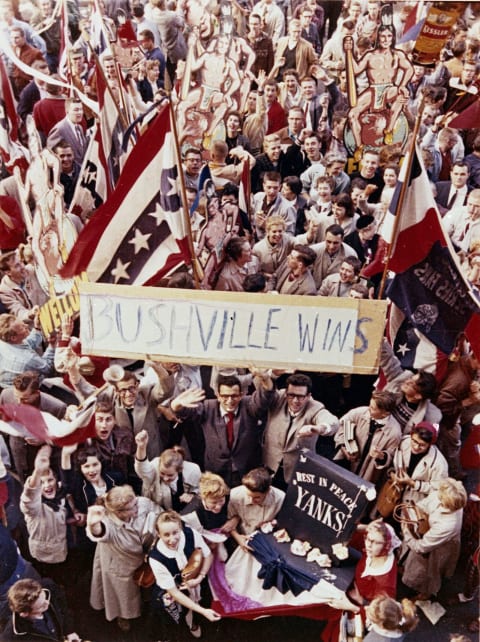 Just as Fans lined Peachtree for the Atlanta Braves World Series parade, Milwaukee Braves fans lined Wisconsin Avenue to their 1957 World Series win.