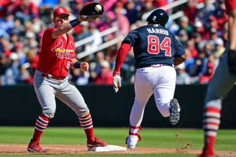 Atlanta Braves left fielder Trey Harris may provide future corner outfield power. Mandatory Credit: David Dermer-USA TODAY Sports