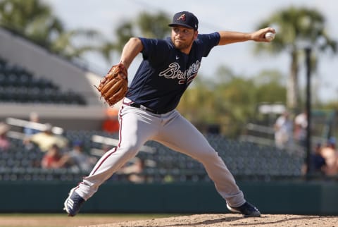 Atlanta Braves pitcher Thomas Burrows may add depth to the major league roster this season. Mandatory Credit: Reinhold Matay-USA TODAY Sport