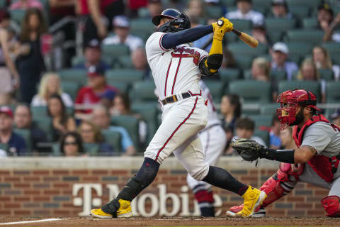 Atlanta Braves catcher William Contreras crushes a home run against the St. Louis Cardinals during the first inning at Truist Park. Mandatory Credit: Dale Zanine-USA TODAY Sports