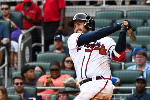 Atlanta Braves catcher Travis d’Arnaud drove in five of the 13 runs the team scored in the 2022 NLDS. Mandatory Credit: Larry Robinson-USA TODAY Sports