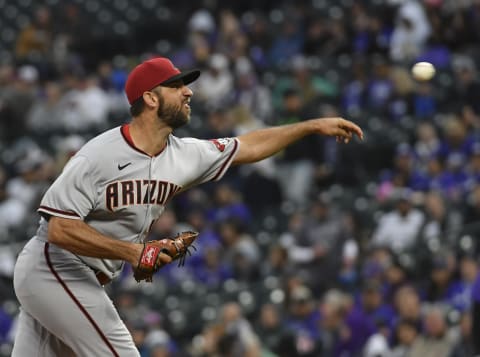 Sep 10, 2022; Denver, Colorado, USA; Arizona Diamondbacks starting pitcher Madison Bumgarner against the Colorado Rockies at Coors Field. Mandatory Credit: John Leyba-USA TODAY Sports