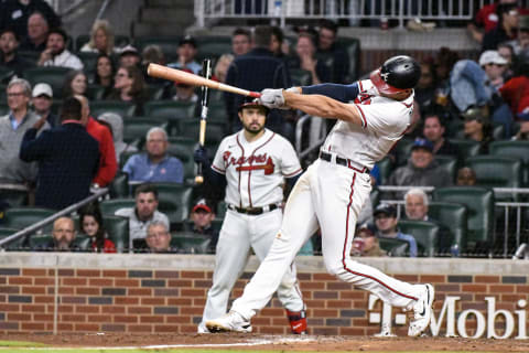 Atlanta Braves first baseman Matt Olson hit two homers and drove in five runs in the 2022 NLDS. Mandatory Credit: Larry Robinson-USA TODAY Sports