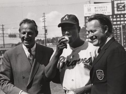 In 1966 William Bartholomay brought the Atlanta Braves and Hank Aaron to Atlanta. Mandatory Credit: Malcolm Emmons-USA TODAY Sports