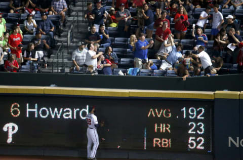 Sep 27, 2016; Atlanta, GA, USA; Atlanta Braves right fielder 