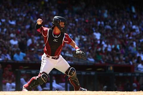 Arizona Diamondbacks catcher Tuffy Gosewisch against the San Diego Padres at Chase Field. Mark J. Rebilas-USA TODAY Sports