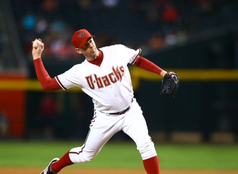 2015 Arizona Diamondbacks pitcher Brad Ziegler against the Atlanta Braves at Chase Field. Credit: Mark J. Rebilas-USA TODAY Sports