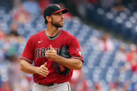 PHILADELPHIA, PA – AUGUST 29: Madison Bumgarner #40 of the Arizona Diamondbacks in action against the Philadelphia Phillies during a game at Citizens Bank Park on August 29, 2021, in Philadelphia, Pennsylvania. (Photo by Rich Schultz/Getty Images)