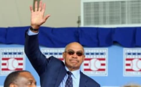 COOPERSTOWN, NY – JULY 26: Hall of Famer Reggie Jackson waves to the crowd as he is introduced at Clark Sports Center during the 2009 Baseball Hall of Fame induction ceremony on July 26, 2009 in Cooperstown, New York. (Photo by Jim McIsaac/Getty Images)