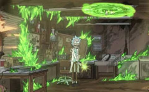 Rick and Morty build a house with three walls in "Full Meta Jackrick"